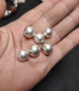 S925纯银手链项链配件diy手作串珠材料古法银珠散珠100包邮43 6