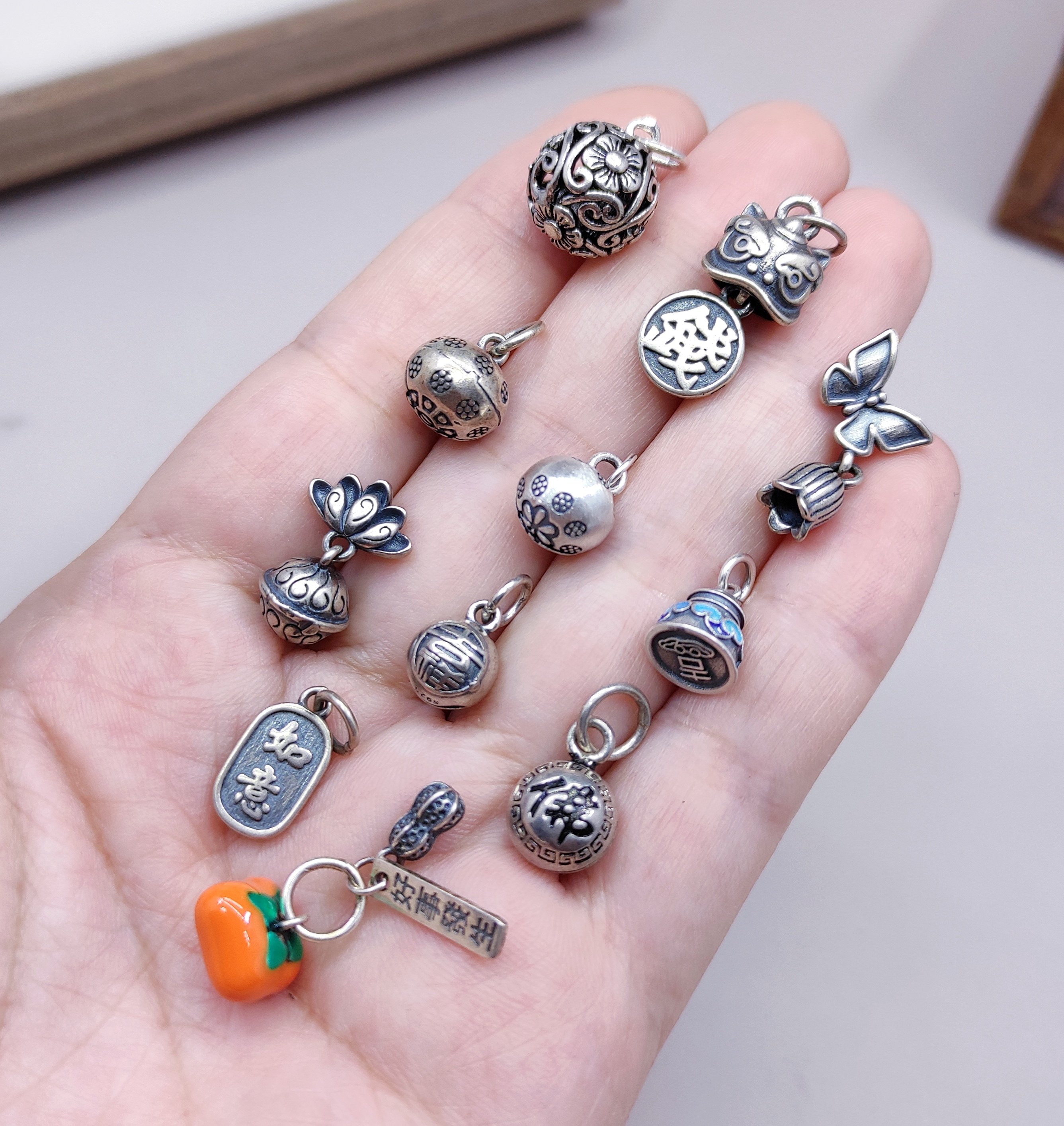 S925纯银铃铛柿子吊坠手链项链配件diy手作串珠材料100元包邮,饰品/流行首饰/时尚饰品新,其他DIY饰品配件,淘宝优惠券,粉丝福利购,淘宝优惠卷