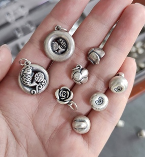 S999纯银鱼戏莲手链项链配饰diy材料手作串珠配件100元包邮219 0