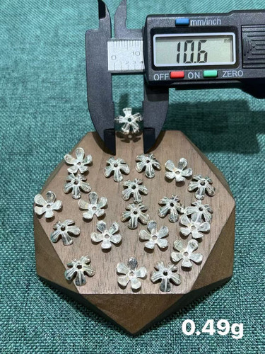 S925纯银白色素银花托手链项链配件diy材料配饰100元包邮236 25