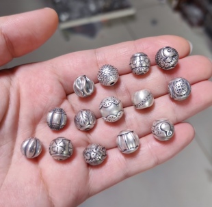 359 S999足银纯银手链项链配件圆珠散珠diy串珠材料100元 包邮