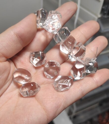 天然白水晶边穿手链项链配件散珠diy饰品材料满100元包邮117