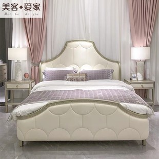 art美式轻奢实木床简约布艺软包1米8双人床阿黛拉法式耳翼公主床