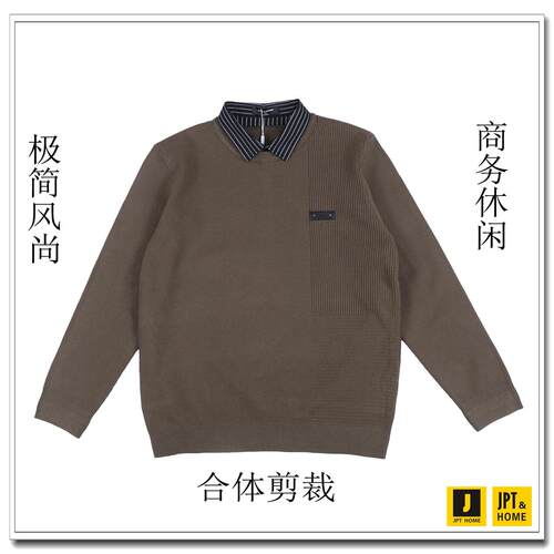 合体商务休闲假两件长袖衬衫毛衫