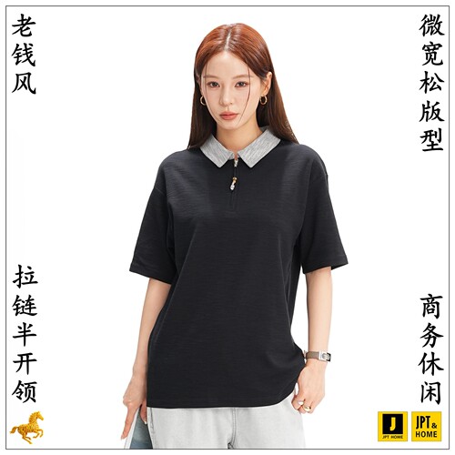 微宽松半中国风短袖翻领POLO衫
