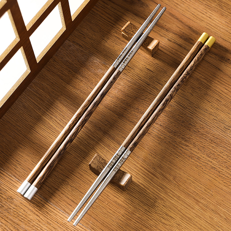 304不锈钢轻奢筷子鸡翅木筷无漆