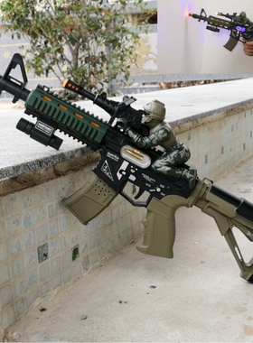 电动M416振动八音狙击AR15冲锋抢仿真模型灯光声音儿童玩具枪