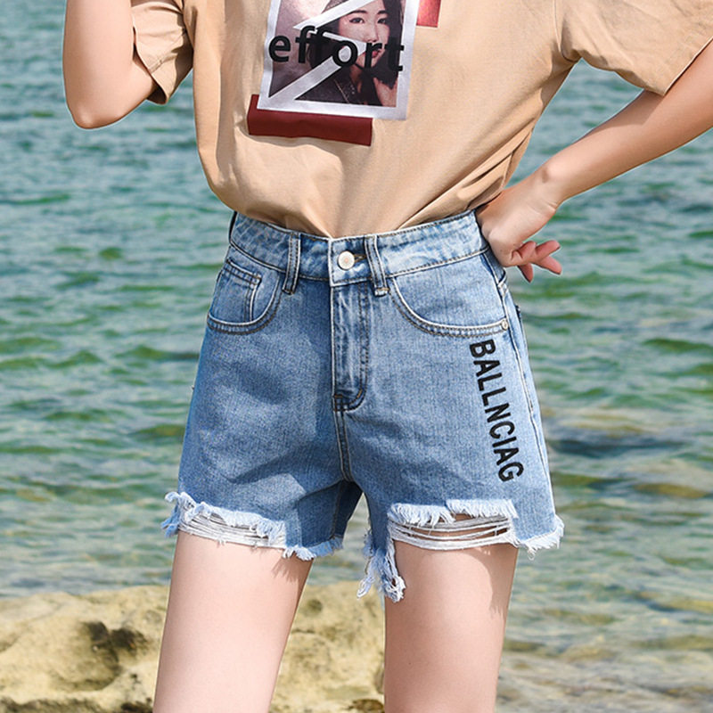 2019 shorts female loose side high waist hole hot pants Hot pantsin the Sportswear/Casual Clothing , Sports pants , Sports Jeans  category - from Buy2taobao.com to provide professional Taobao agent buy service