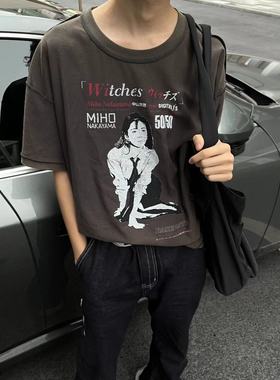 Baseplate 破坏双面穿灰绿做旧磨毛水洗vintage数码印花短袖tee