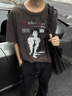 Baseplate 破坏双面穿灰绿做旧磨毛水洗vintage数码印花短袖tee