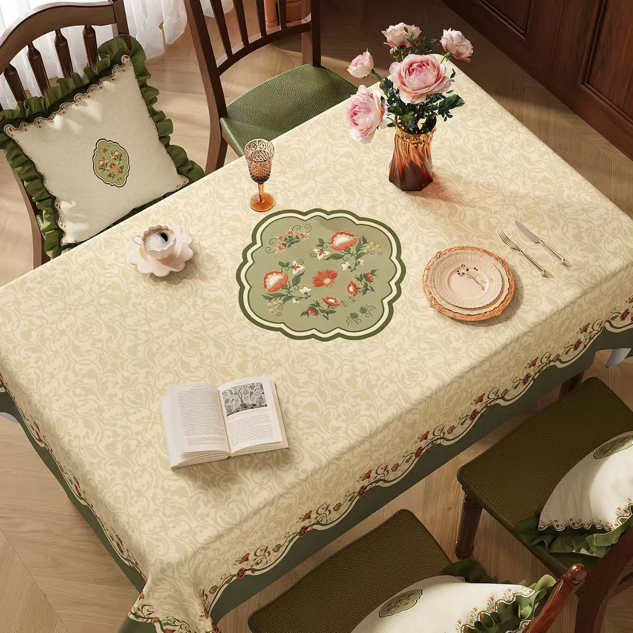 中式复古轻奢高级感桌布防水防油