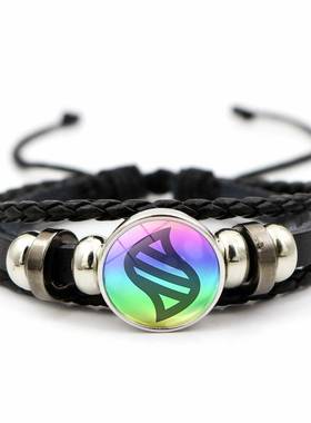 宝可梦z手环mega进化石口袋妖怪皮革手链皮卡丘编织手饰手环饰品