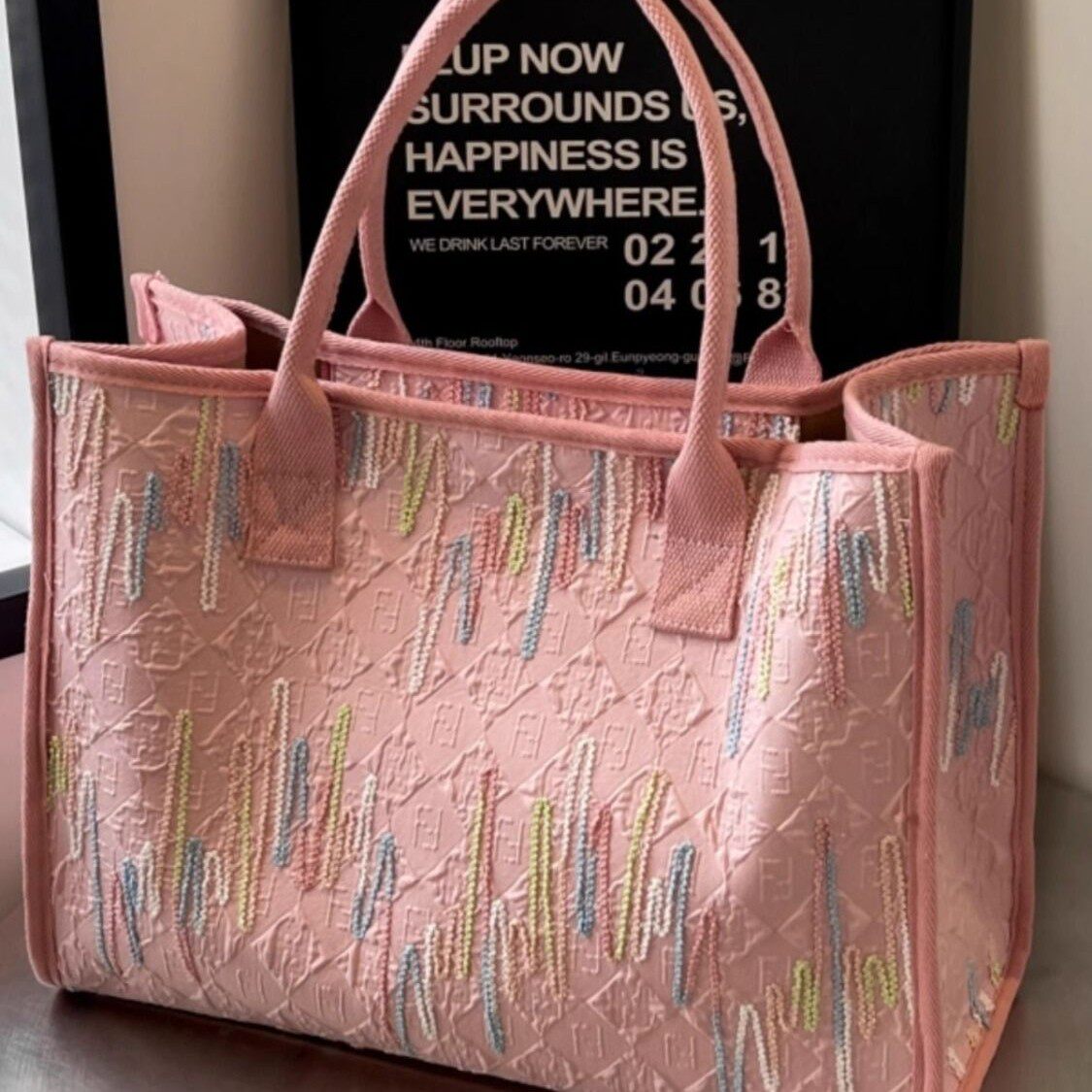 大容量帆布通勤包包女2025新款时尚外出单肩托特妈咪手提购物袋子