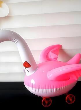 儿童气球各种形状拉车拉线发光玩具动物卡通带轮子会走的气球无毒