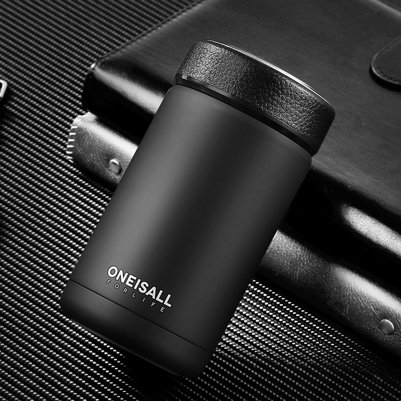 304不锈钢小保温杯男矮胖带盖高档便携茶水分离水杯简约