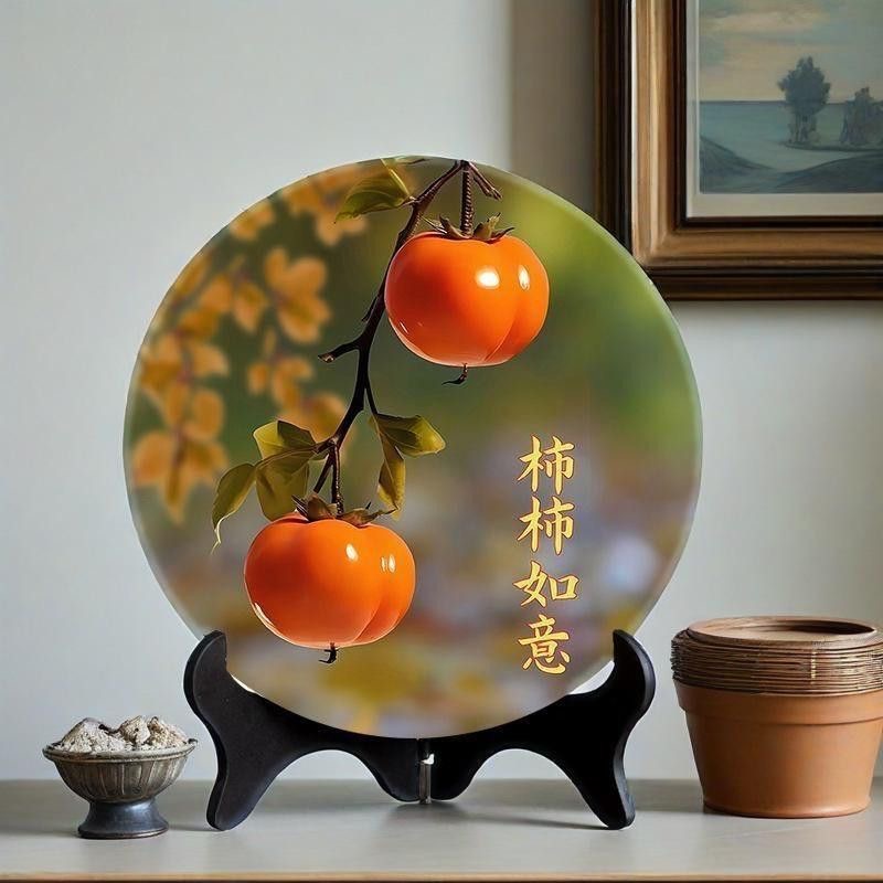 柿柿如意摆件家居装饰画相框