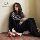 悦内半边绒睡衣女秋冬季 冬天珊瑚绒加厚加绒家居服冬装 保暖费尔岛