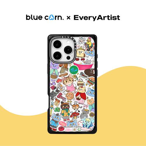 【bluecorn】蓝色苞米艺术家联名quevy贴纸风适用于iPhone 18\17\16\15PRO MAX magsafe磁吸防摔手机壳