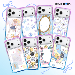 MAX 蓝色苞米原创紫蓝奶方合集方形直角边手机壳适用于iPhone PRO magsafe磁吸保护套 bluecorn