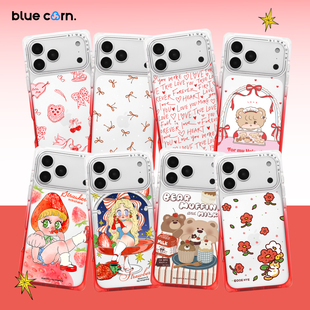 蓝色苞米红白奶方渐变色方形直角边手机壳适用于iPhone17 PRO magsafe磁吸防摔保护套 MAX bluecorn