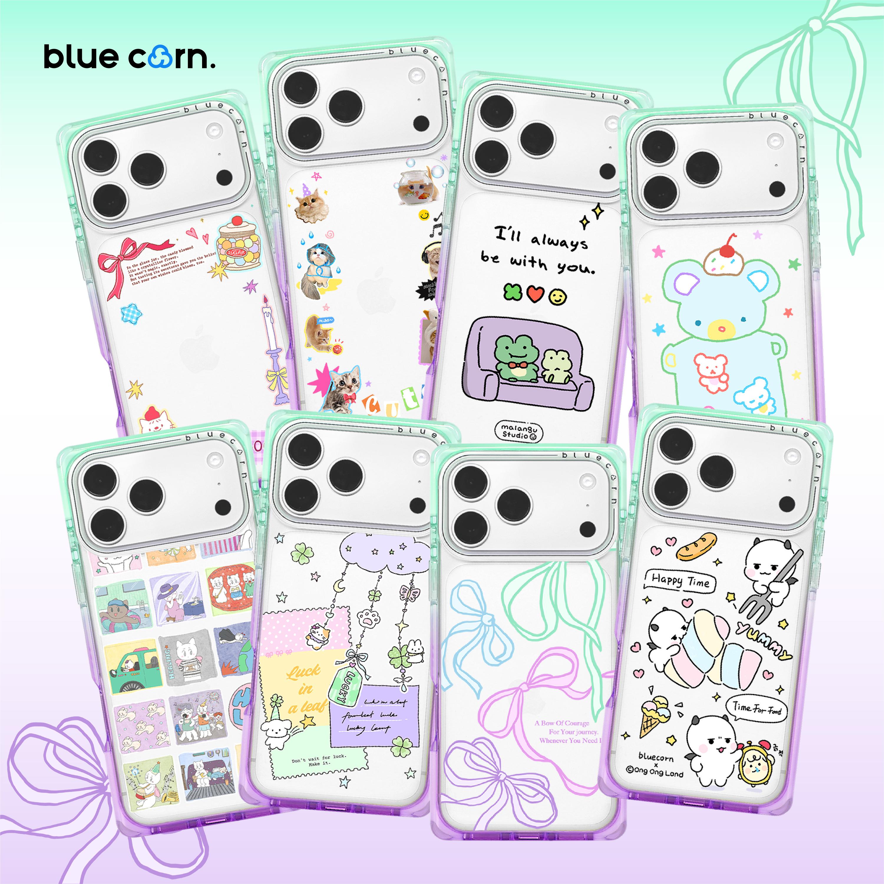 bluecorn 蓝色苞米原创绿紫奶方合集方形直角边手机壳适用于iPhone 17/16/15 PRO MAX magsafe磁吸卡通保护套