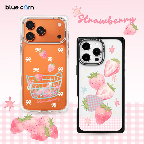 【bluecorn】蓝色苞米蝴蝶结草莓适用于iPhone 18/17/16/15PRO/MAX magsafe 磁吸防摔手机壳全包卡通保护套