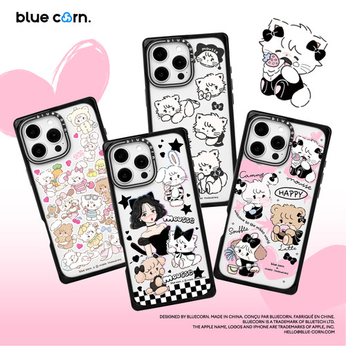 【bluecorn】蓝色苞米原创黑糖布丁方形直角边手机壳合集第一弹适用iPhone 17PRO MAX壳16pro max防摔保护套