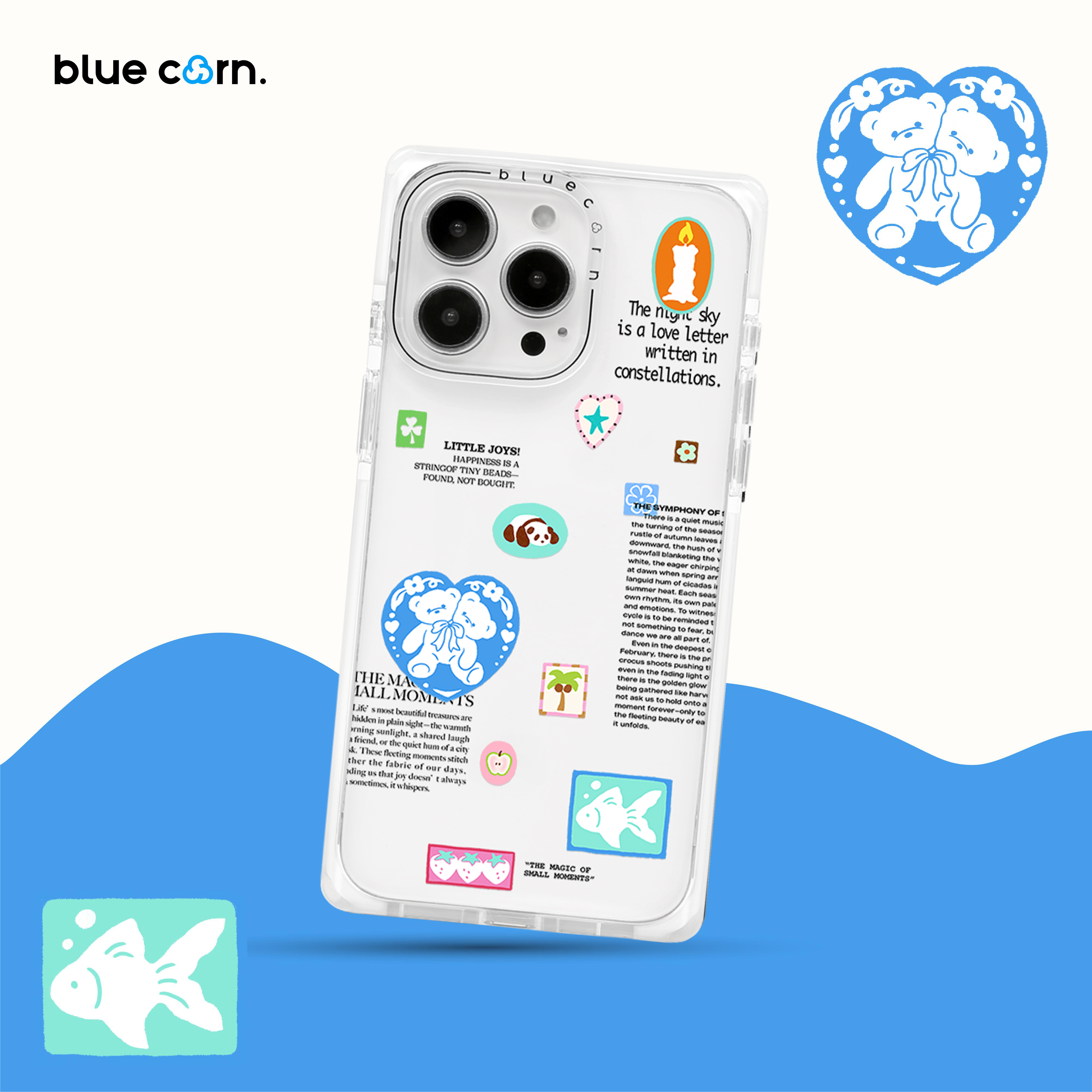 【bluecorn】蓝色苞米原创贴纸涂鸦适用于iPhone 17/16/15PRO/MAX magsafe镜面磁吸防摔手机壳全包保护套
