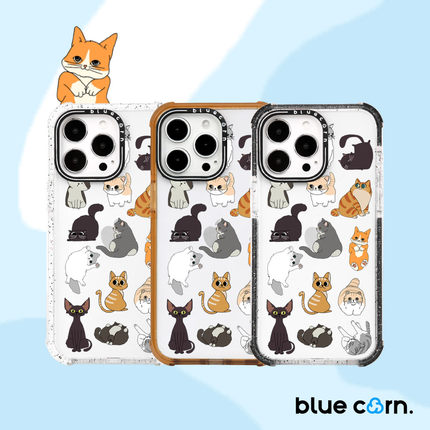 【bluecorn】猫咪合集玩耍橘猫 加菲银渐层黑猫白猫喵星人适用苹果iPhone 15/14/13/pro/max可爱防摔手机壳