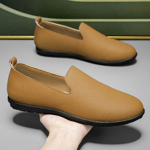 工作轻便老北京布鞋 帆布男鞋 休闲开车一脚蹬豆豆潮鞋 2025新款 夏季