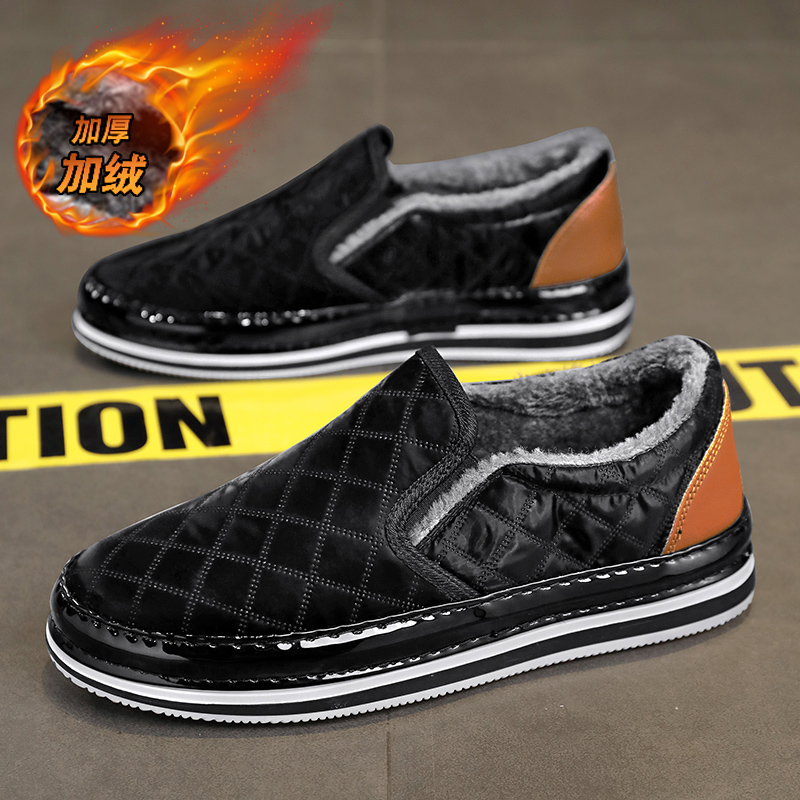 一脚蹬男鞋冬季2025新款加绒加厚保暖抗寒厚底防水防滑东北二棉鞋