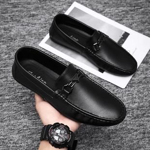 一脚蹬开车小皮鞋 英伦休闲皮鞋 夏季 秋季 男2025新款 豆豆鞋 商务正装
