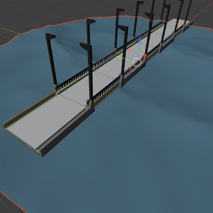 带路灯的平板桥模型01210611三维图纸(stl格式)