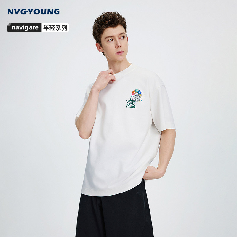 [抗菌]Navigare意大利小帆船白色短袖T恤男2026夏季休