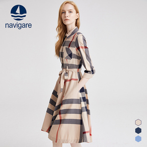 Navigare/纳维凯尔2023春夏新款连衣裙女裙子气质收腰显瘦中长裙