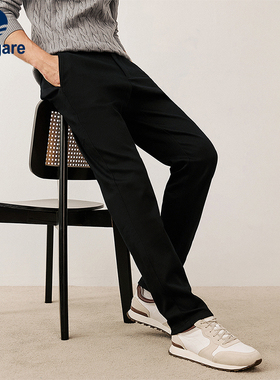 Navigare意大利小帆船黑色通勤休闲长裤男士秋冬新款加厚小脚裤子