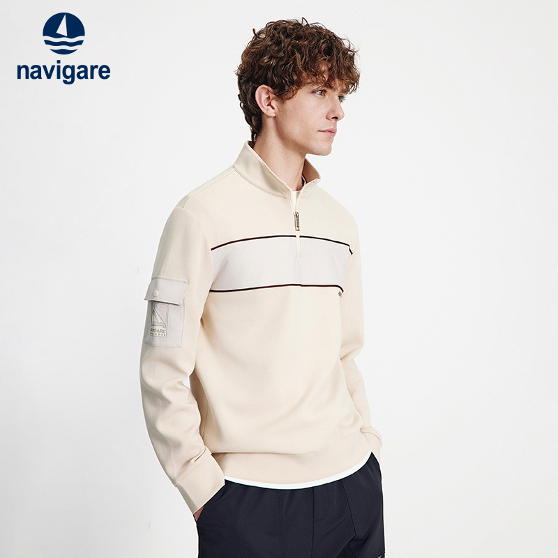 Navigare半开领套头休闲卫衣