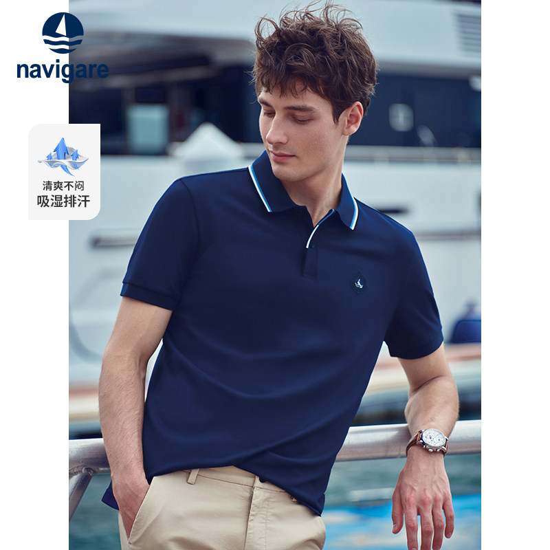 【远航系列】Navigare意大利小帆船短袖POLO衫男士新款翻