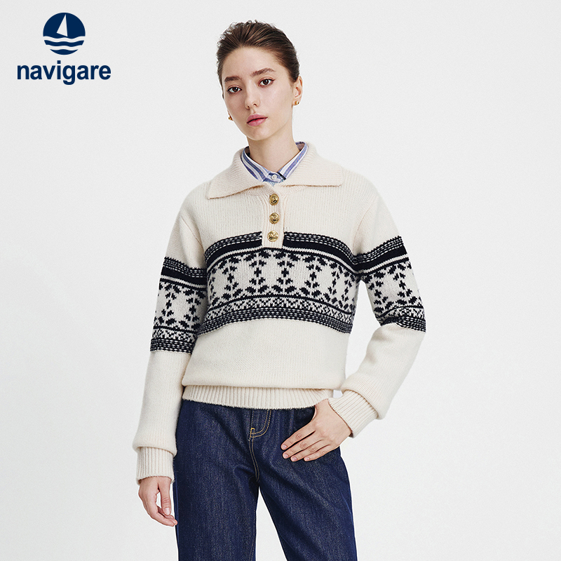 Navigare费尔岛宽松羊毛衫