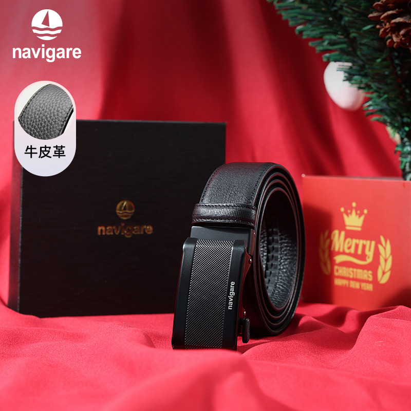 【送男朋友的礼物】Navigare意大利小帆船自动扣真皮皮带男士腰带