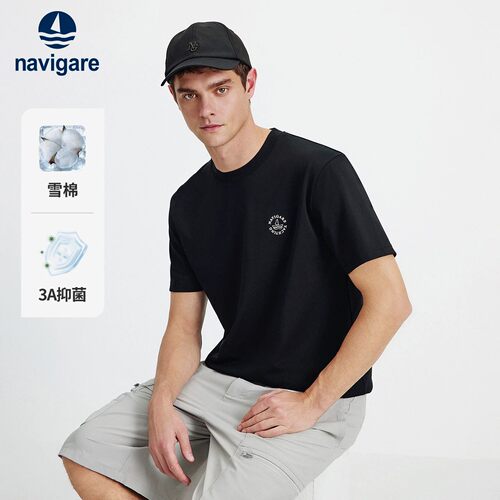 Navigare凉感圆领短袖T恤男