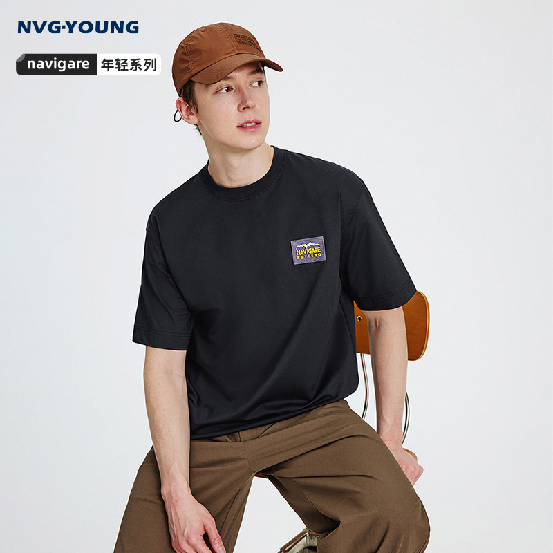 [速干]Navigare意大利小帆船黑色短袖T恤男2026夏季宽