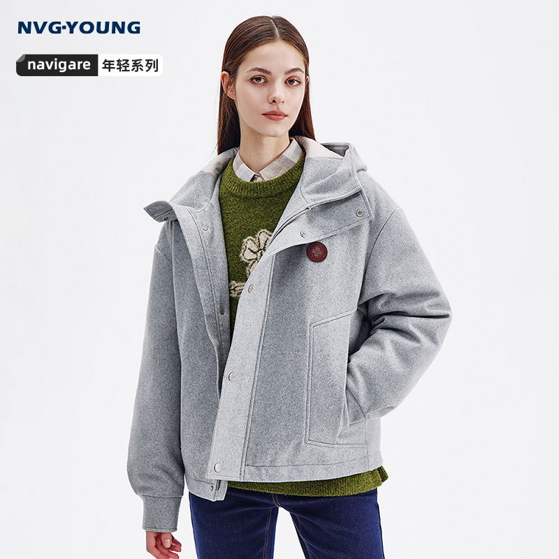 Navigare加厚连帽情侣装羽绒服