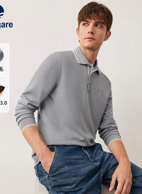 [磨毛]Navigare意大利小帆船灰色保罗polo衫男长袖休闲翻领T恤