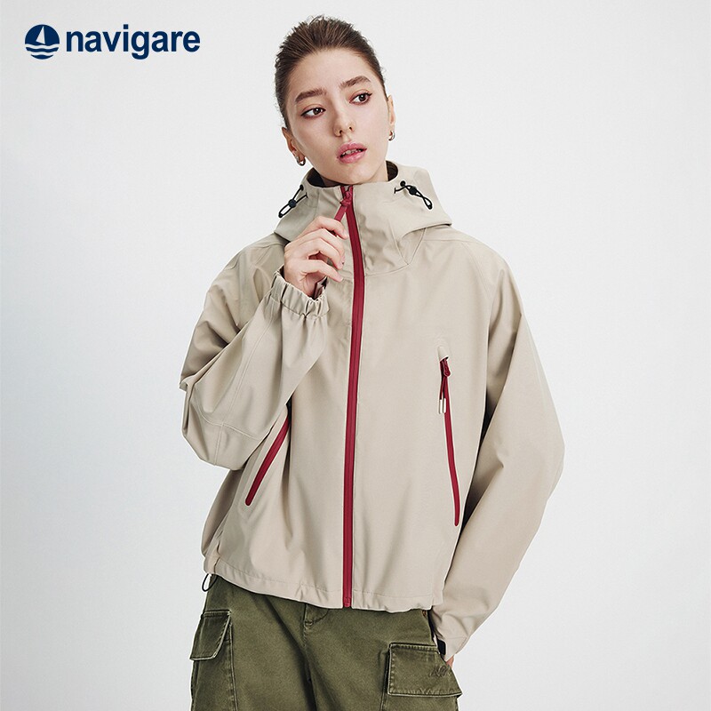 Navigare意大利小帆船宽松连帽外套女士春季新款休闲户外防风