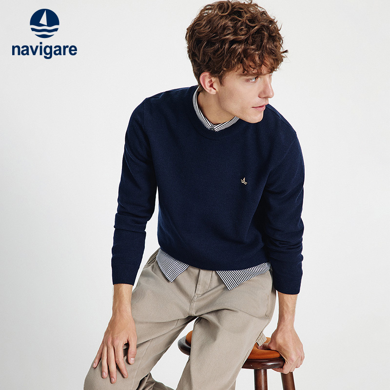 Navigare通勤圆领针织毛衣
