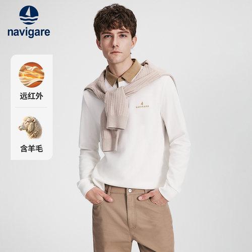 Navigare通勤翻领长袖POLO衫