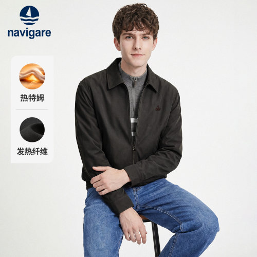 Navigare宽松翻领棉夹克外套