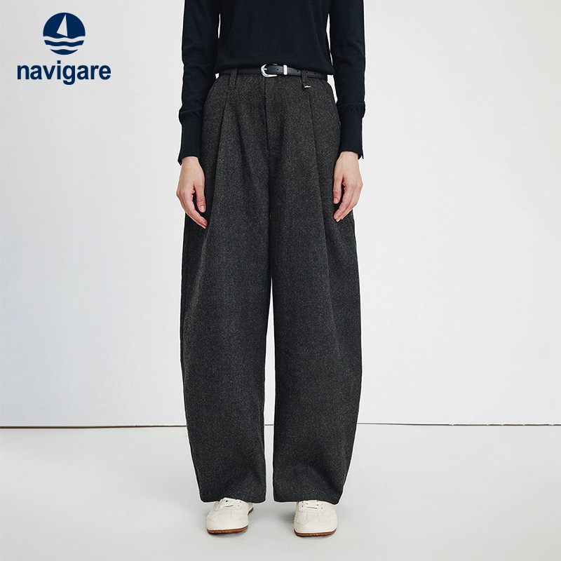 Navigare意大利小帆船羊毛休闲香蕉裤女士秋冬新款通勤长裤子 - navigare纳维凯尔旗舰店出品