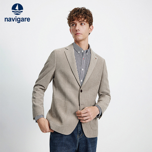 Navigare意大利小帆船平驳领休闲西服男25秋冬新品 单西 雪尼尔时尚